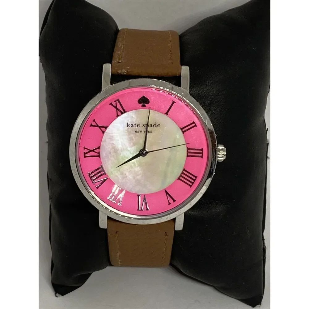 Kate Spade 0549 Women's Brown Leather Analog Pink Dial Quartz Wrist Watch UC233